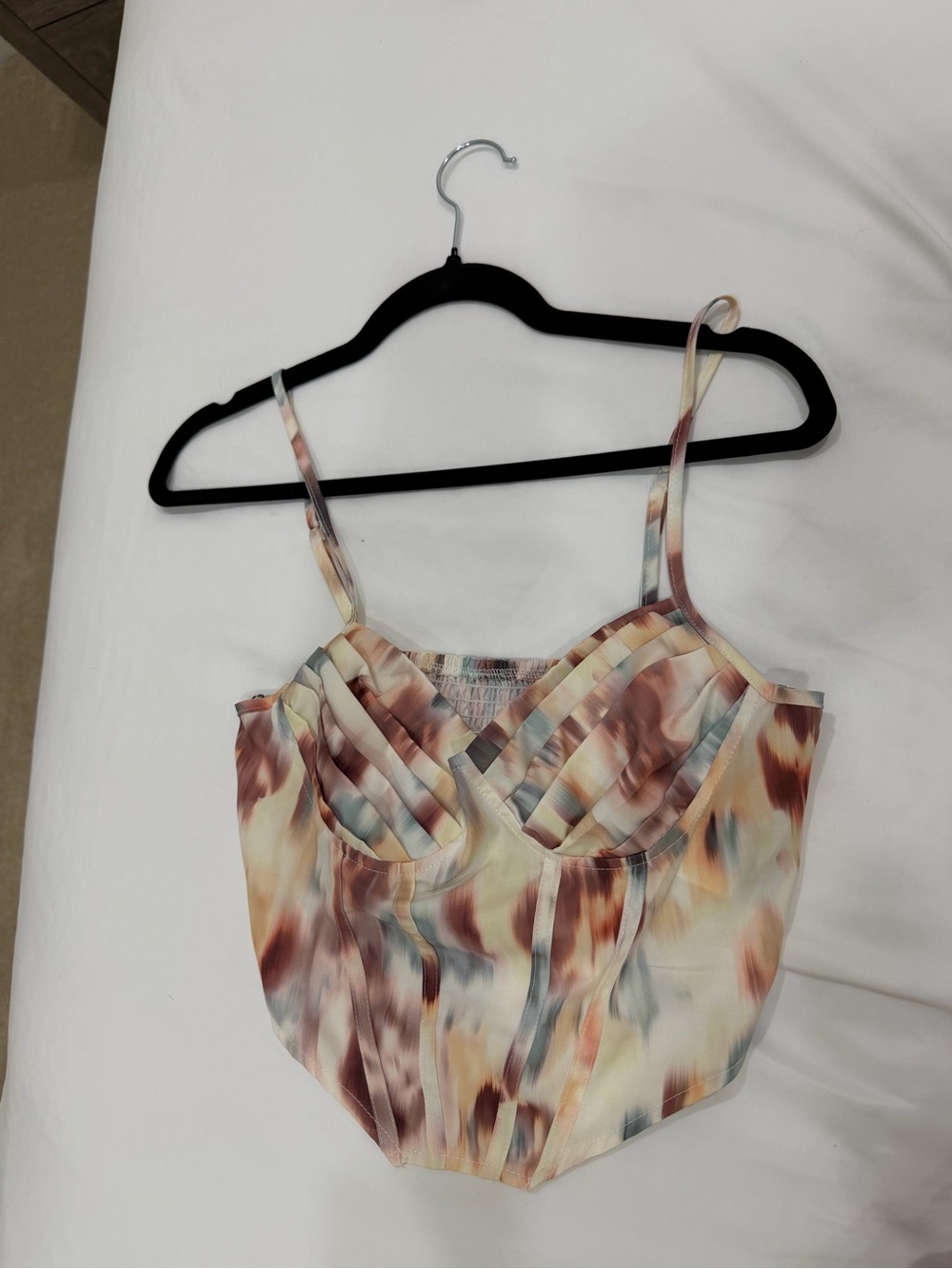Abstract Watercolor Bustier Cami Top - Multicolor